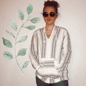 patterned hooded pullover